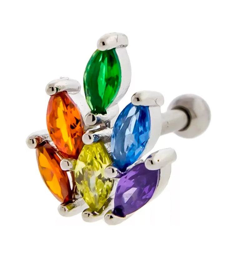 Marquise Rainbow CZ Cartilage Barbell