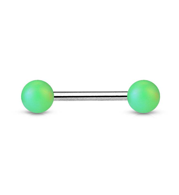 14G Matte Green Stainless Steel Barbell