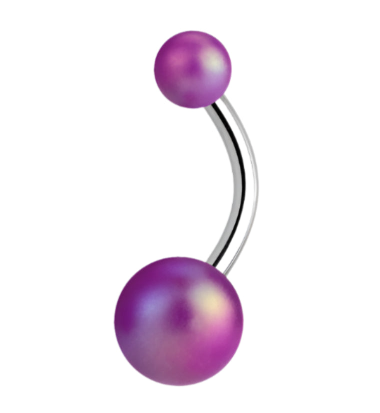 Purple White Stainless Steel Belly Button Ring