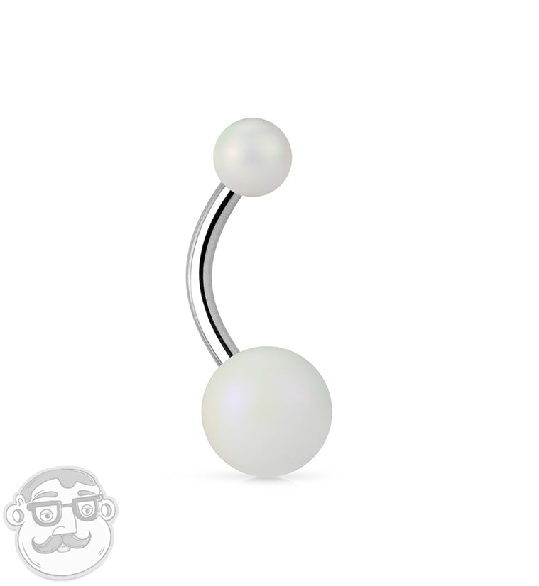 Matte White Stainless Steel Belly Button Ring