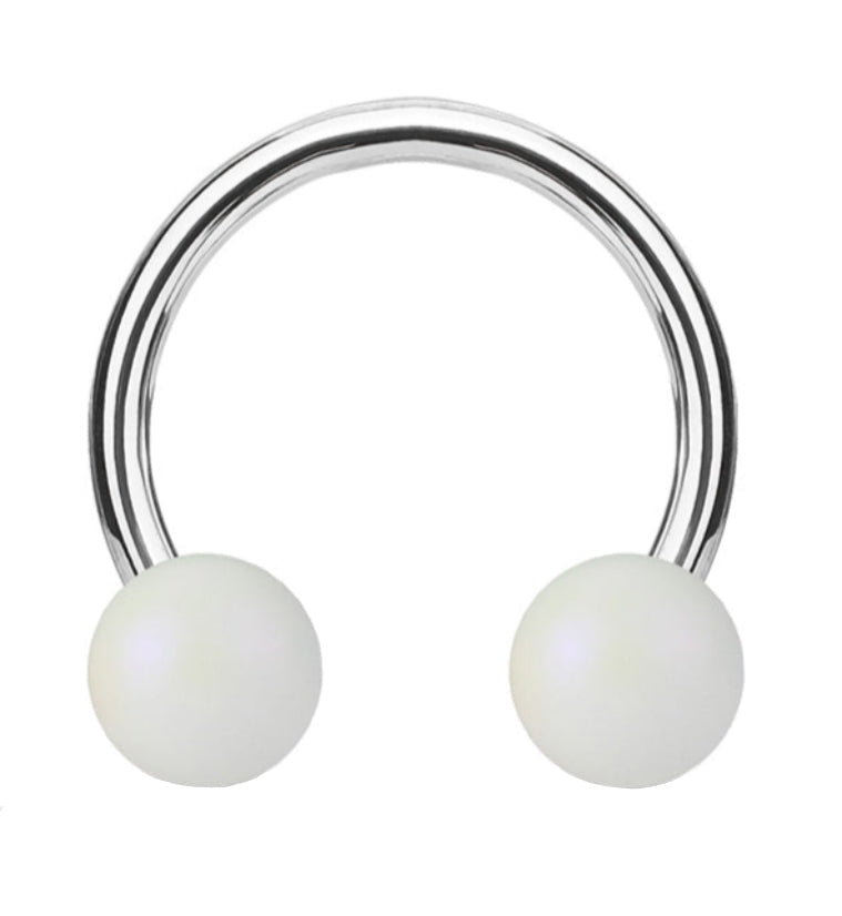 Matte White Stainless Steel Ciruclar Barbell