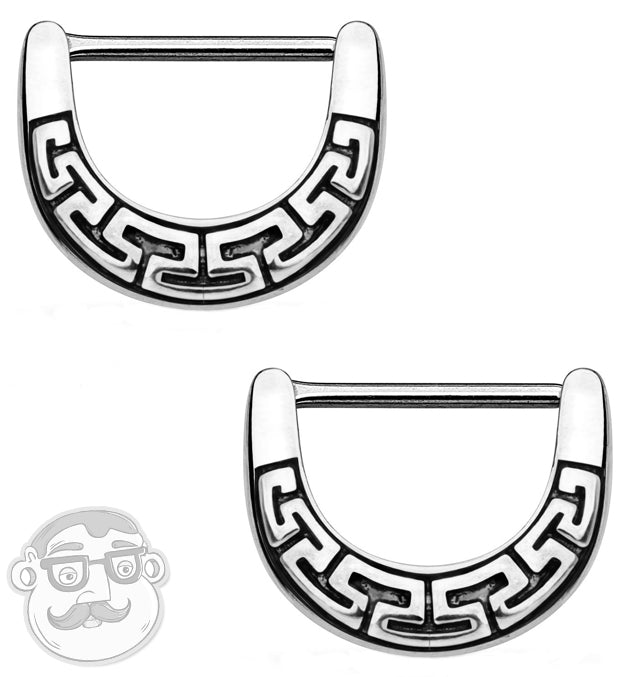 14G Silver Aztec Brass Nipple Clicker Ring