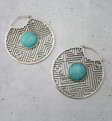 Mesh Howlite Turquoise Stone White Brass Ear Weights