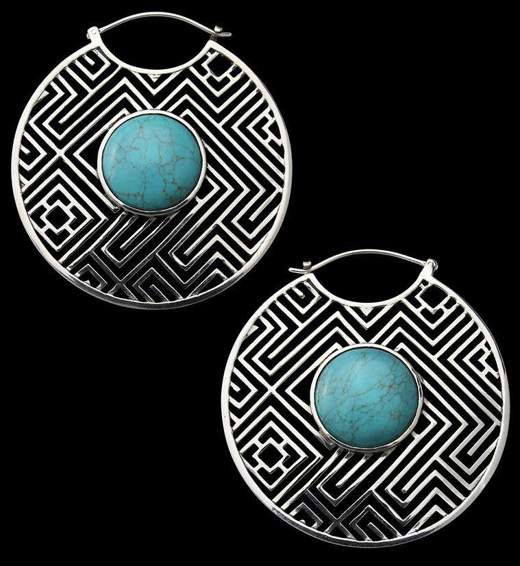 Mesh Howlite Turquoise Stone White Brass Ear Weights