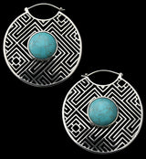 Mesh Howlite Turquoise Stone White Brass Ear Weights