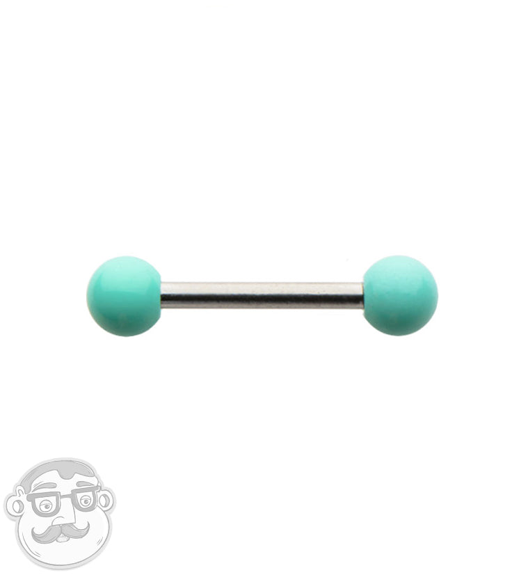 Stainless Steel Barbell with Mint Ceramic Balls
