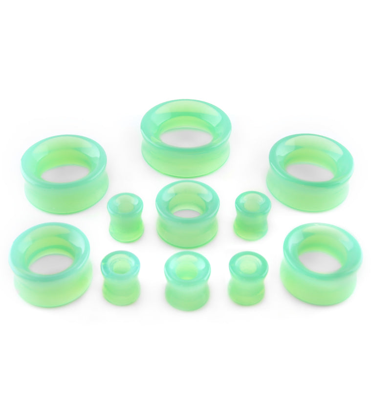 Mint Green Glass Tunnel Plugs
