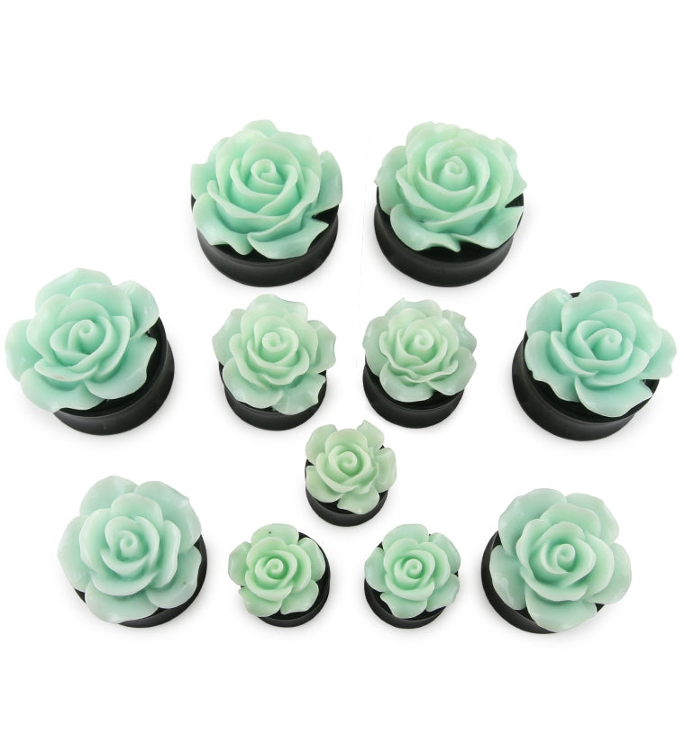 Mint Green Rosebud Flower Plugs