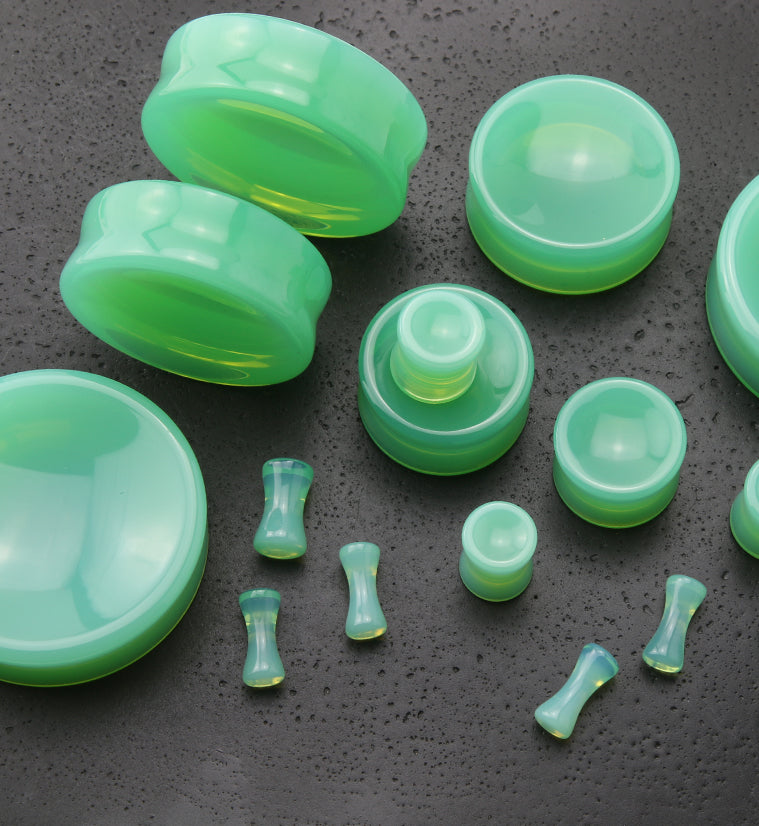 Mint Opalite Glass Plugs