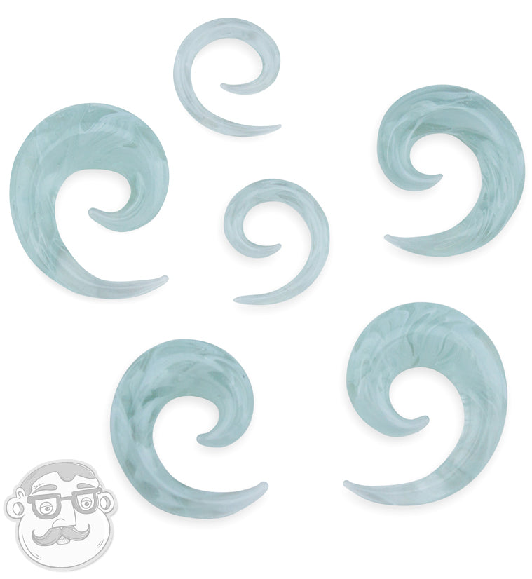 Mint Swirl Glass Spirals