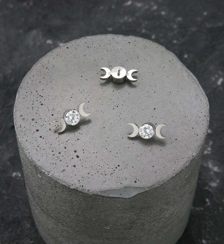 Moon Phase Clear CZ Titanium Internally Threaded Top