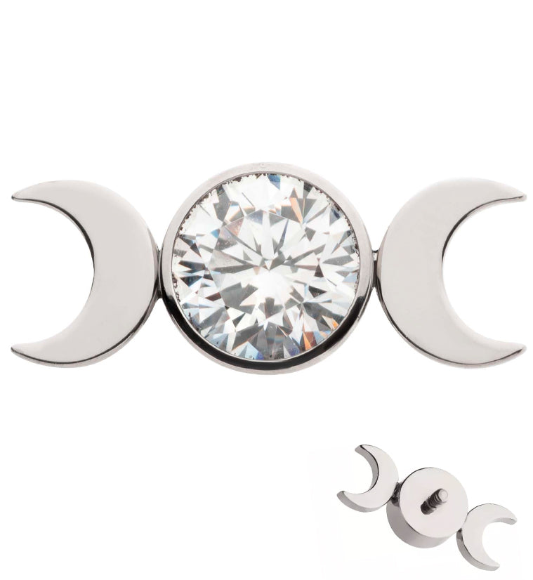 Moon Phase Clear CZ Titanium Internally Threaded Top