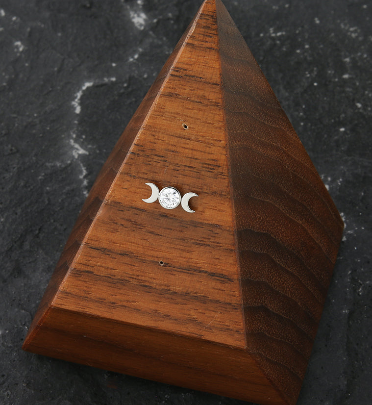 Moon Phase Clear CZ Titanium Threadless Top