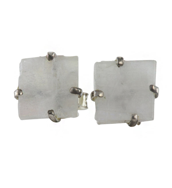 Moonstone Prong Set Sterling Silver Earrings