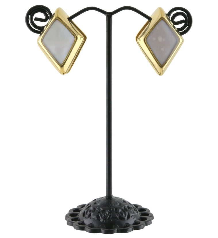 Gold PVD Zircon Mother of Pearl Ear Weights