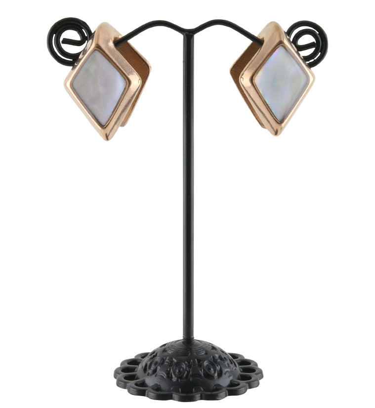 Rose Gold PVD Zircon Mother of Pearl Ear Weights