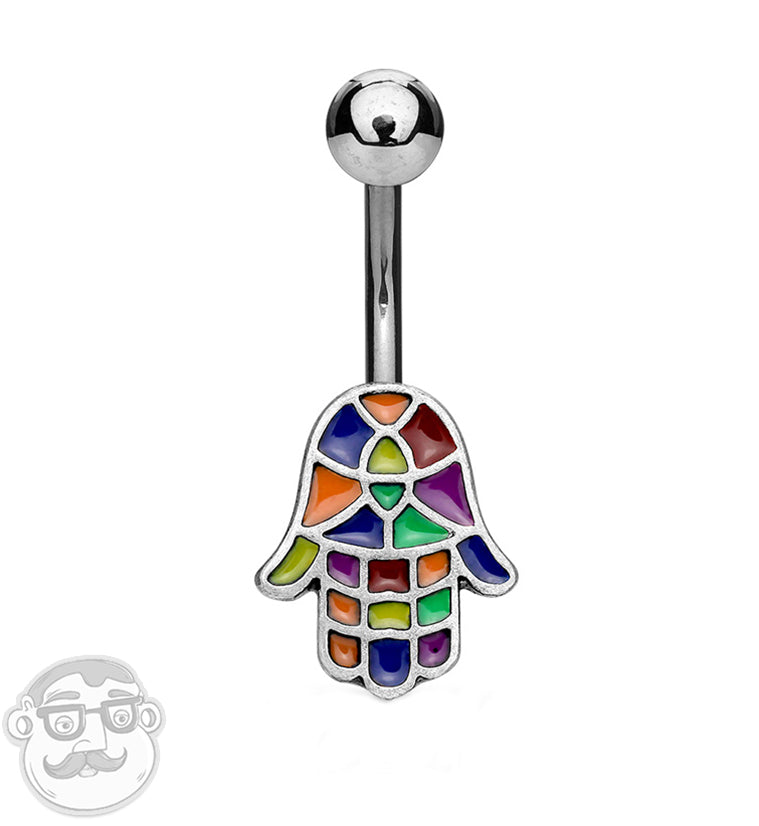 Mosaic Mamsa Hand Belly Button Ring