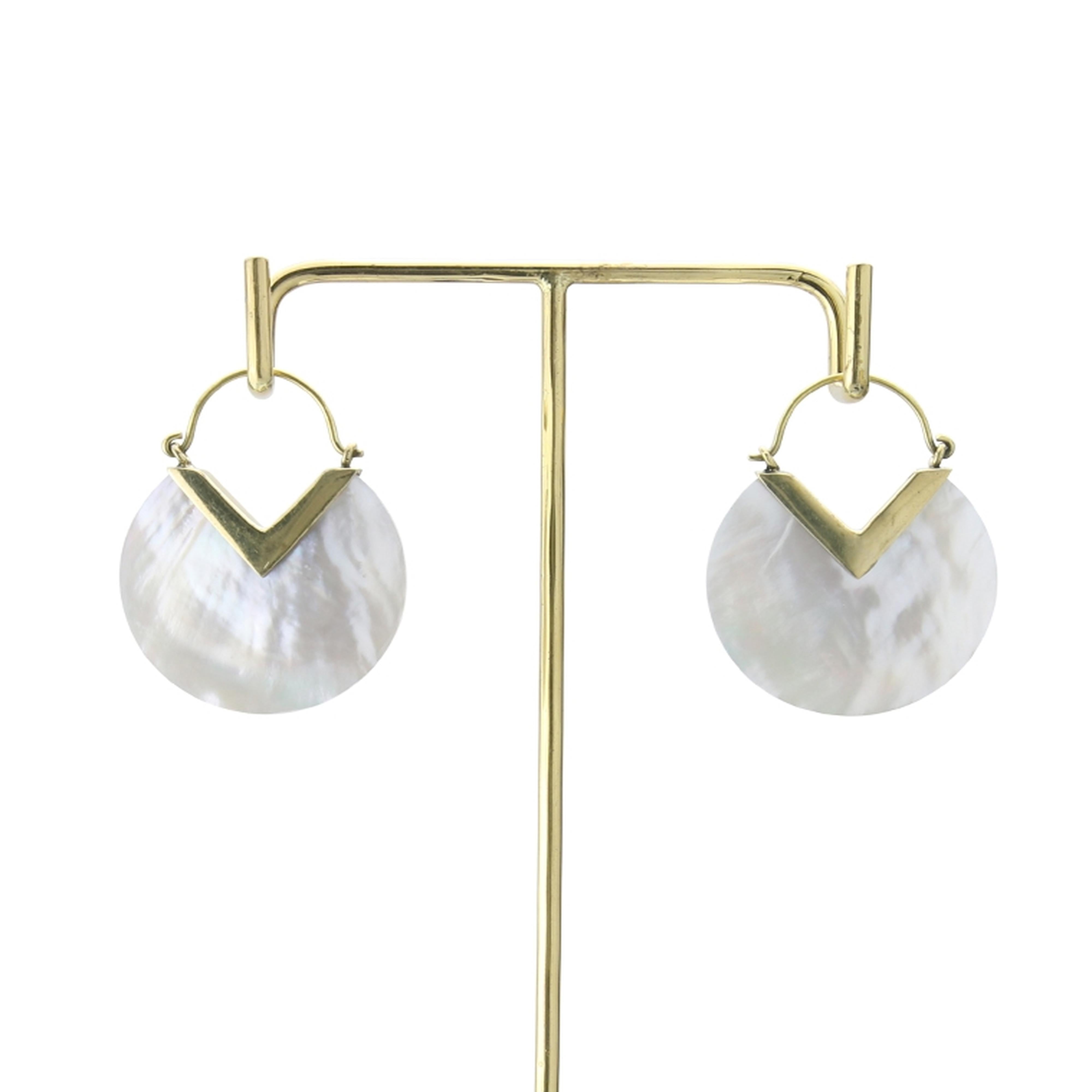 18G MOP Shell Disk Hoop Earrings