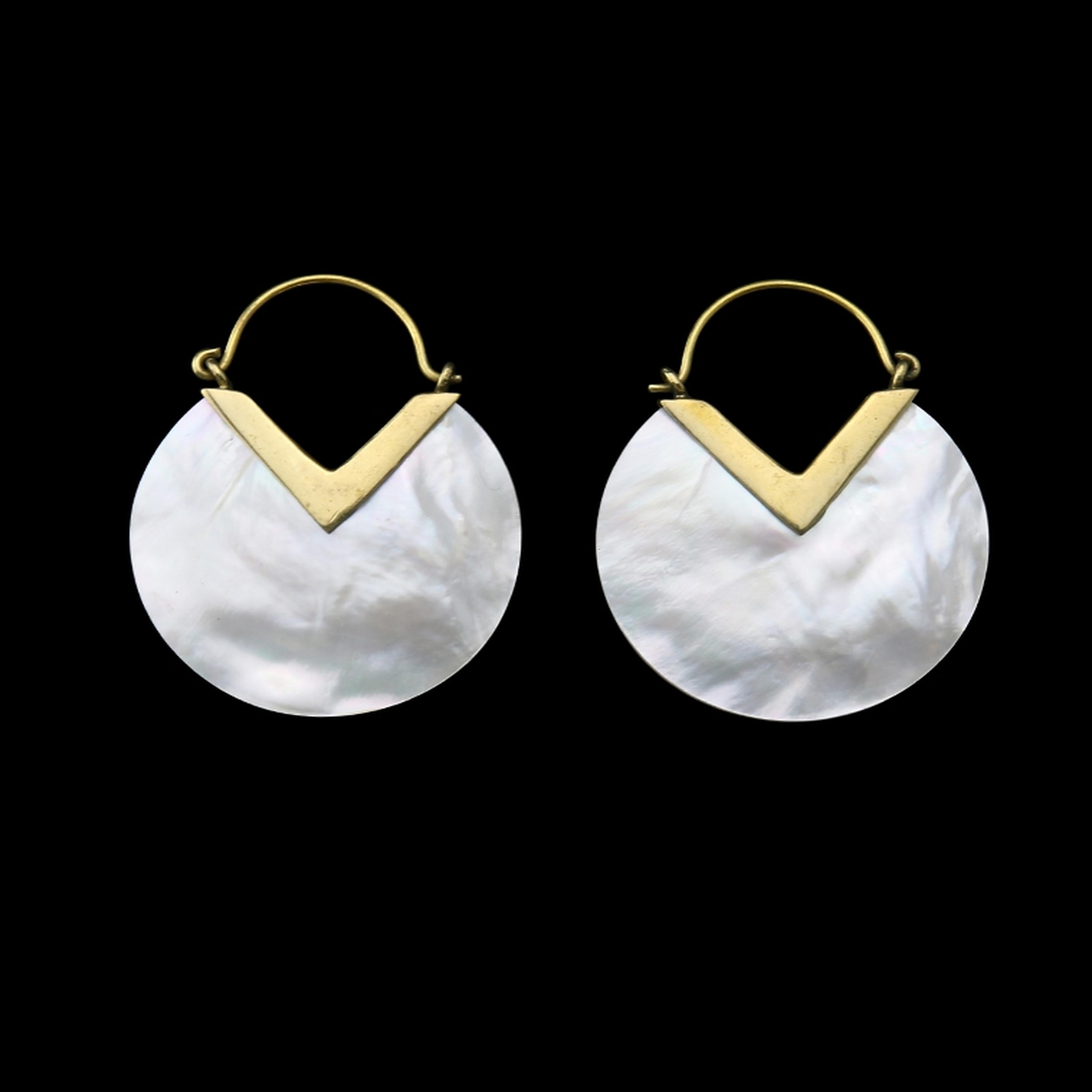 18G MOP Shell Disk Hoop Earrings