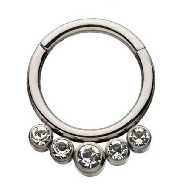Titanium Hinged Multi CZ Segment Ring