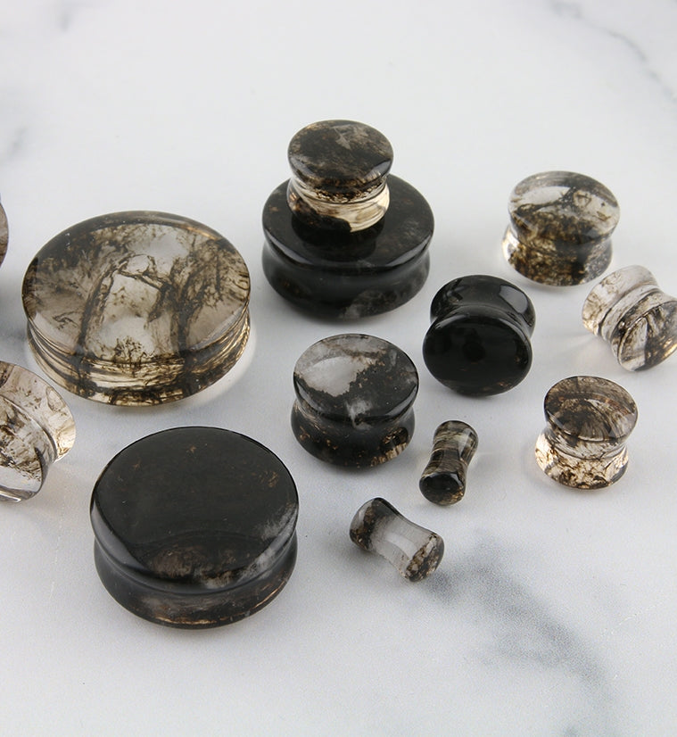 Black Hazy Glass Plugs