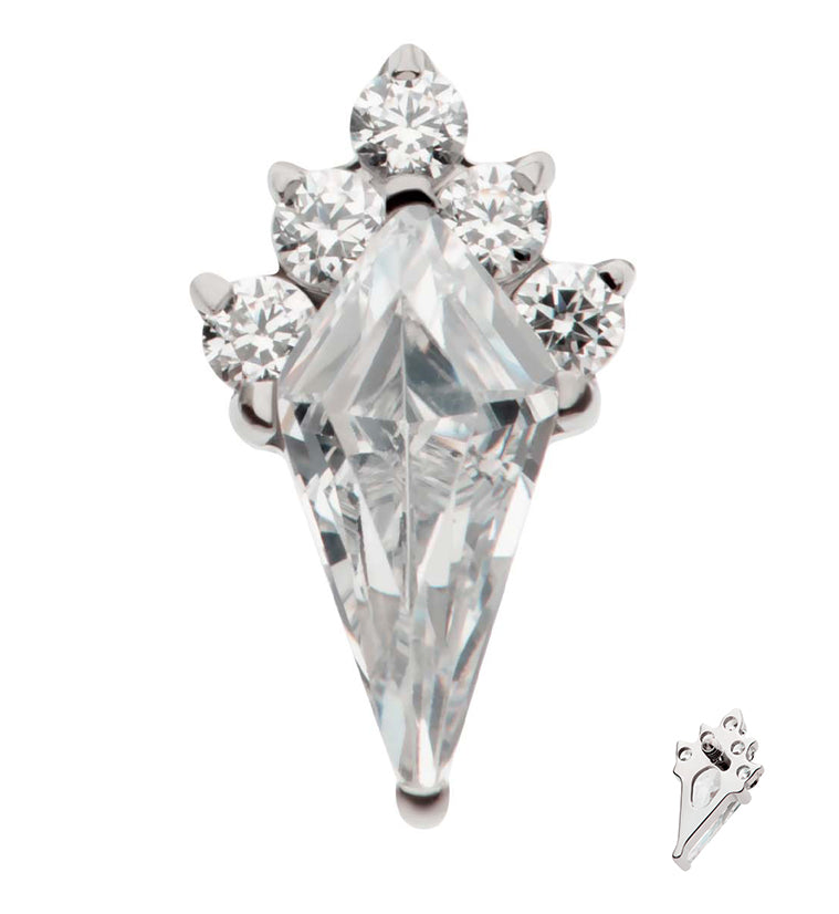 Narrow Adorn Clear CZ Internally Threaded Titanium Top