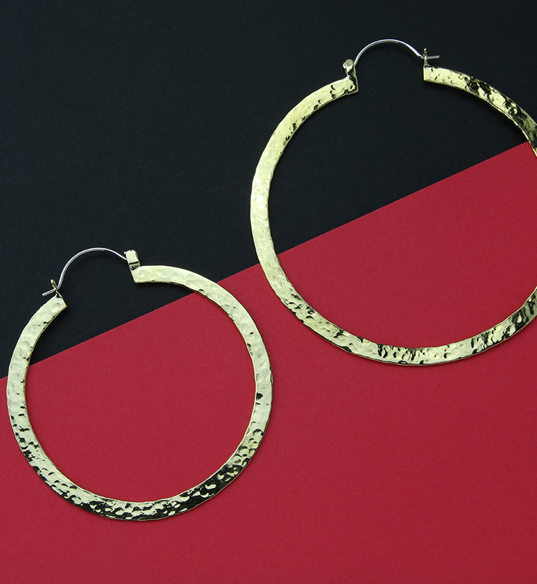 Narrow Hammered Brass Hangers / Earrings