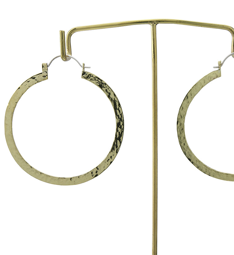 Narrow Hammered Brass Hangers / Earrings