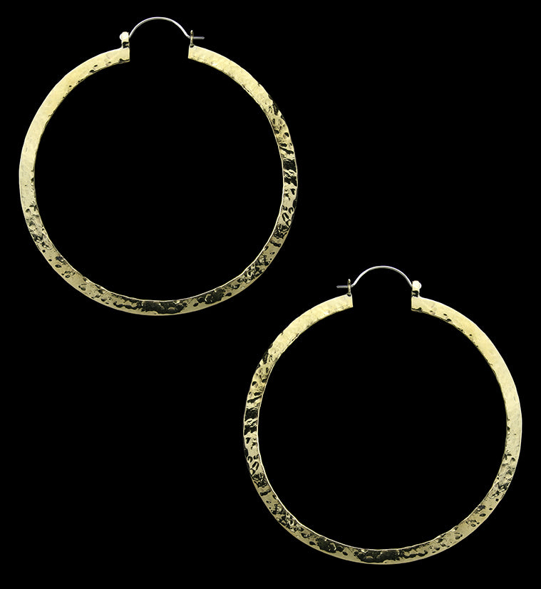 Narrow Hammered Brass Hangers / Earrings