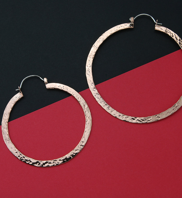 Narrow Hammered Copper Hangers / Earrings