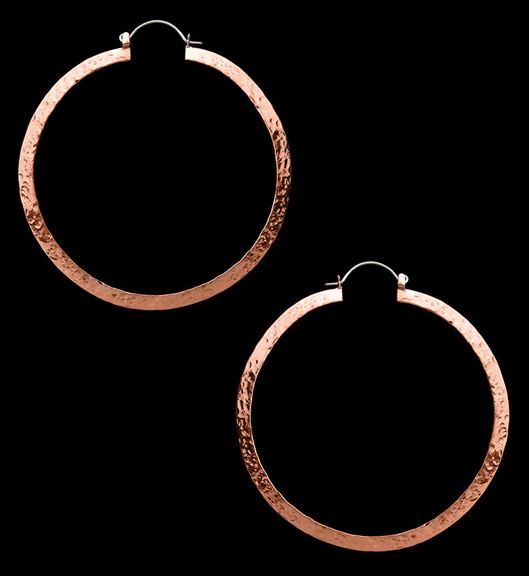 Narrow Hammered Copper Hangers / Earrings