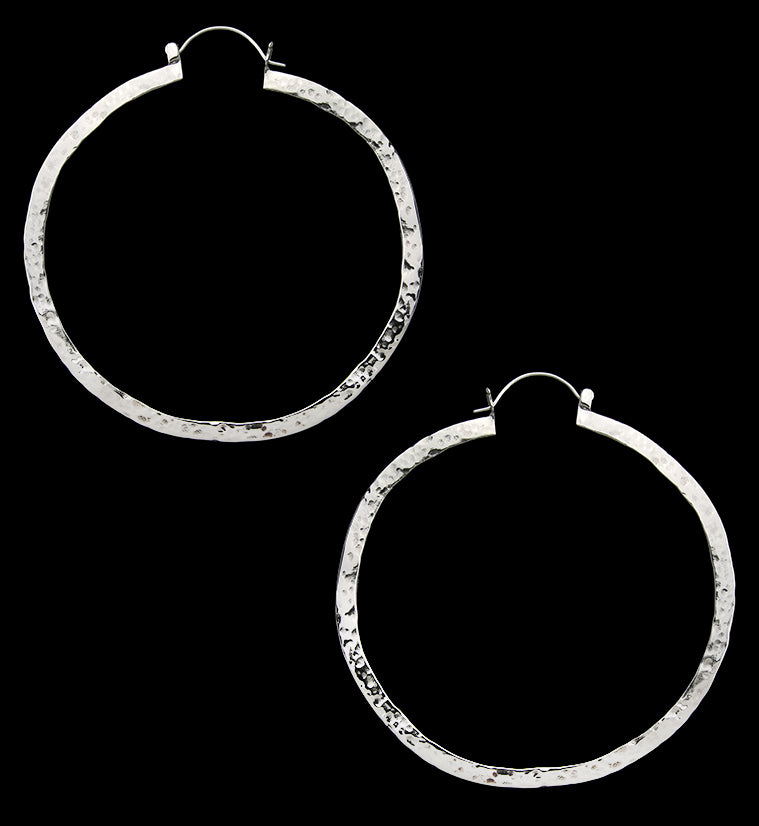 Narrow Hammered White Brass Hangers / Earrings