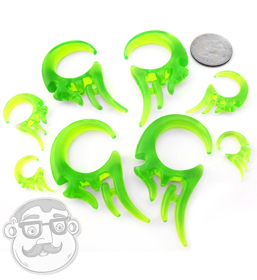 Neon Green Tribal Wing Spiral Talon Plugs