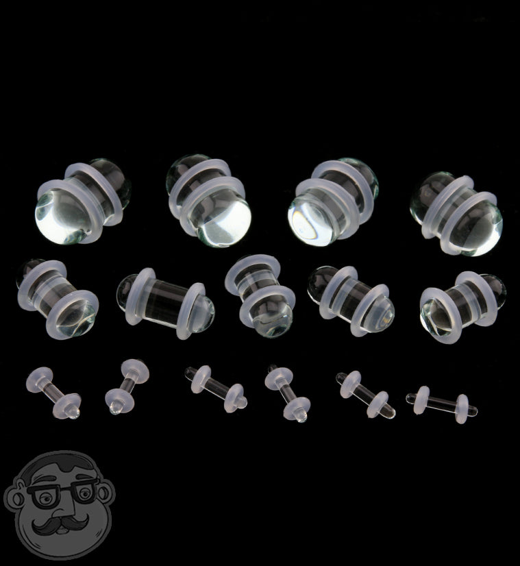 Clear Glass No Flare Plugs