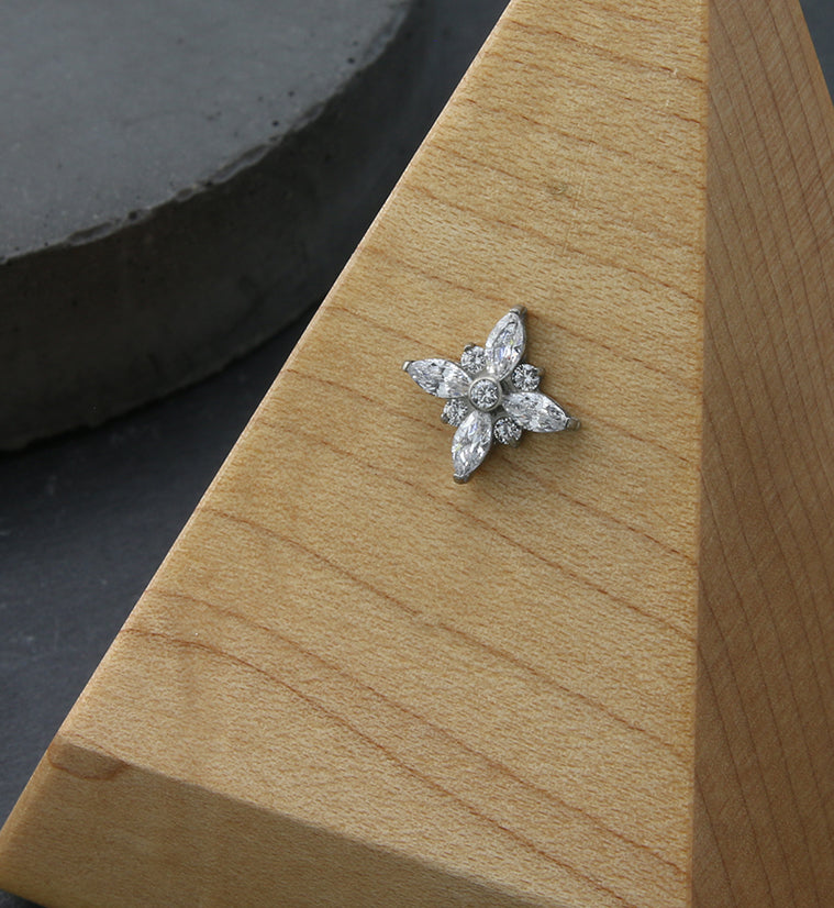 North Star CZ Threadless Titanium Top