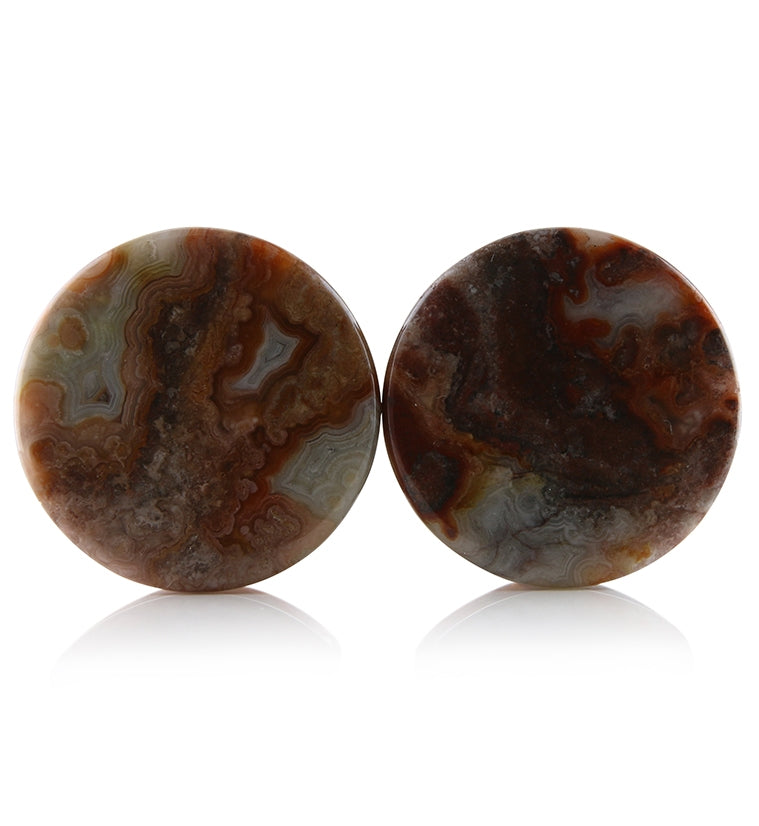 Laguna Lace Agate Stone Plugs 1 Inch (25mm) Version 17