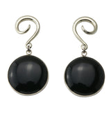 Grand Obsidian Silver Brass Hanging Ear Weights