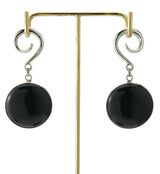 Grand Obsidian Silver Brass Hanging Ear Weights