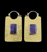 14G Obverse Amethyst Stone Brass Hangers / Earrings