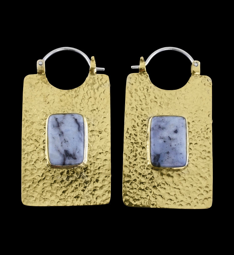 14G Obverse Sodalite Stone Brass Hangers / Earrings