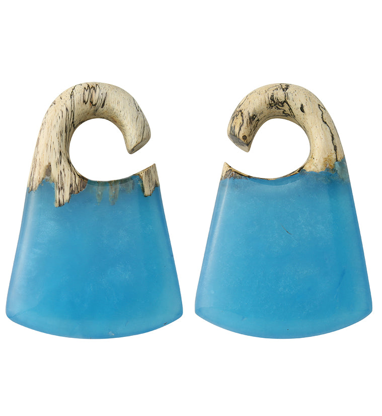 Ocean Resin Locket Tamarind Wood Ear Weights