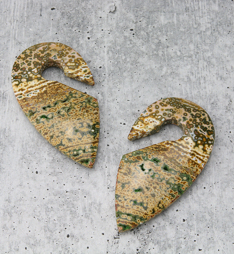 Ocean Jasper Stone Keyhole Ear Weights