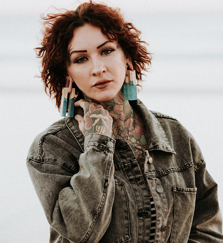 Ocean Resin Tamarind Wood Tower Ear Weights