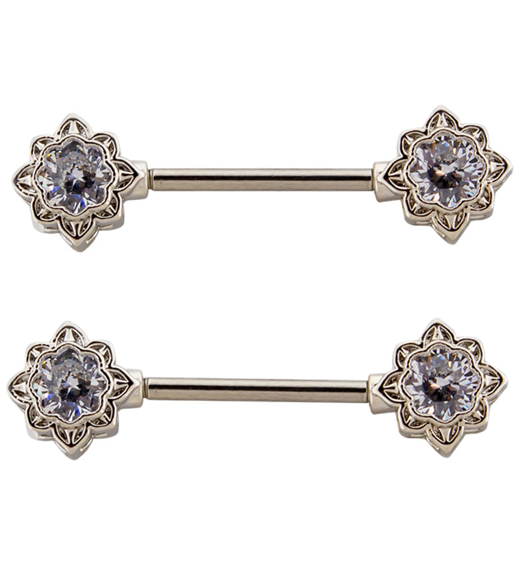 Octagram CZ Stainless Steel Nipple Barbell