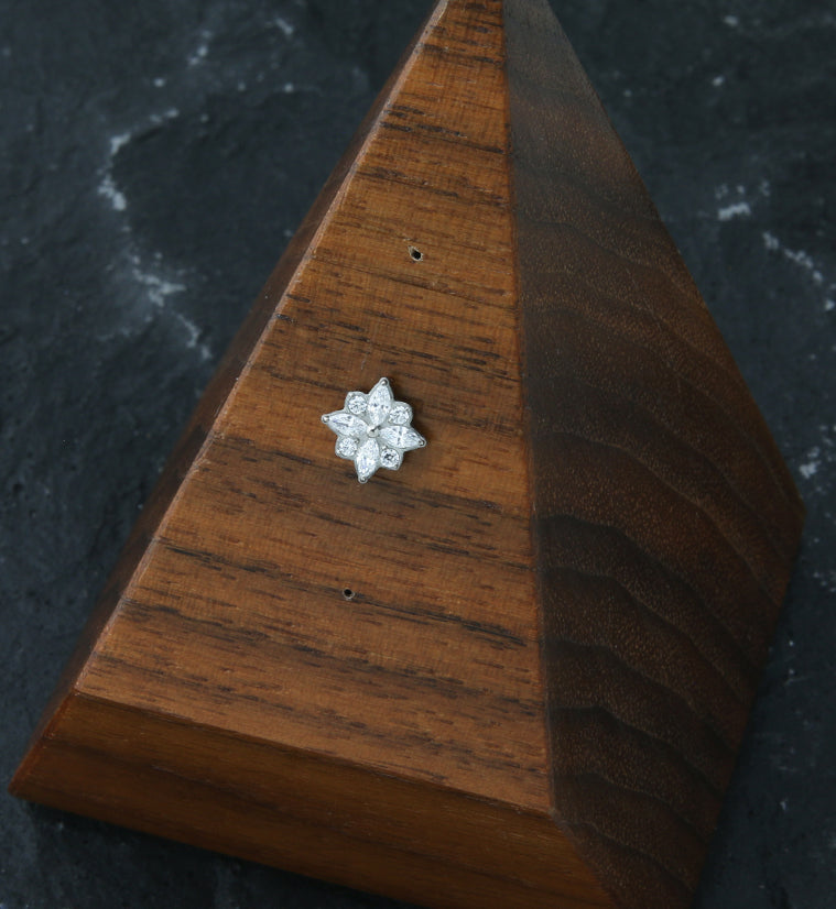 Octagram Star CZ Threadless Titanium Top