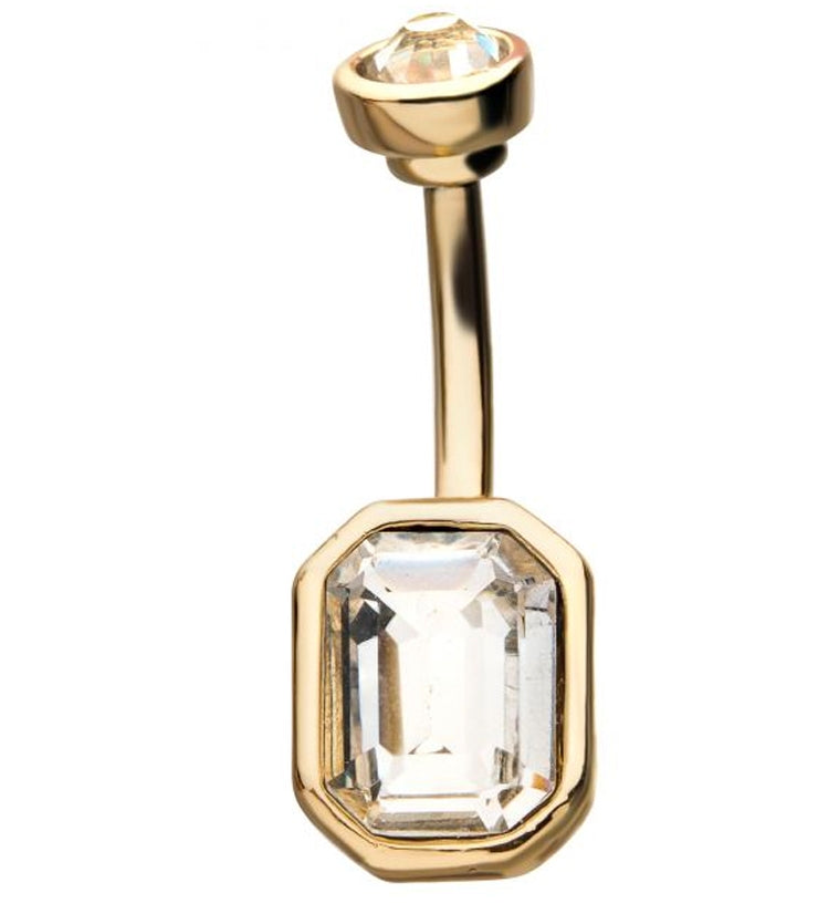 Octet CZ Gold Belly Ring