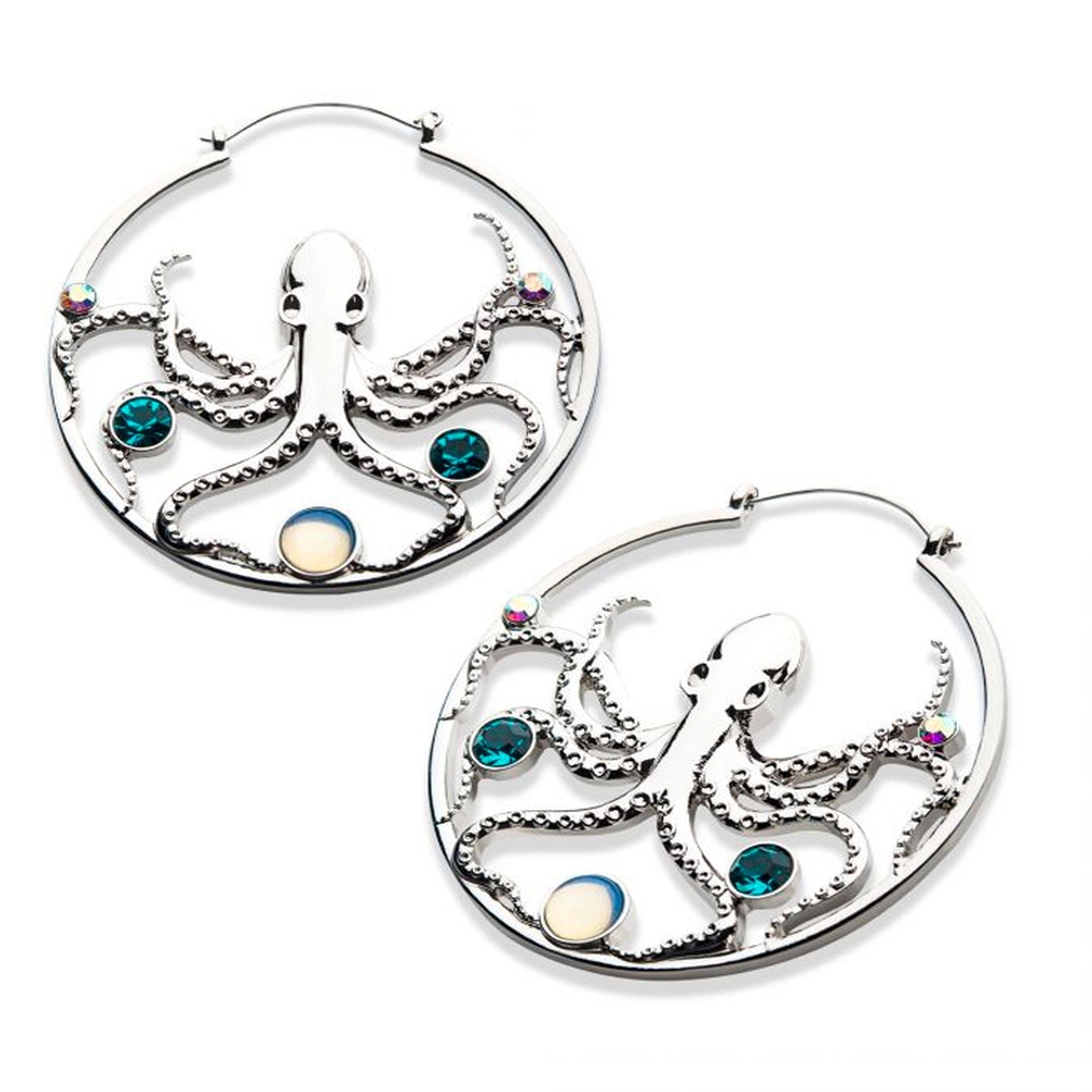 20G Octopus Gem Plug Hoops