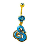 Blue & Gold Tentacle Belly Button Ring