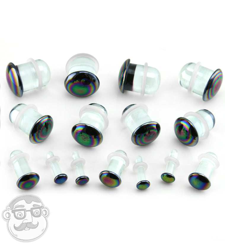 Oil Slick Single Flare Glass Plugs