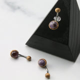 Amethyst Stone X Olive Wood Belly Button Ring